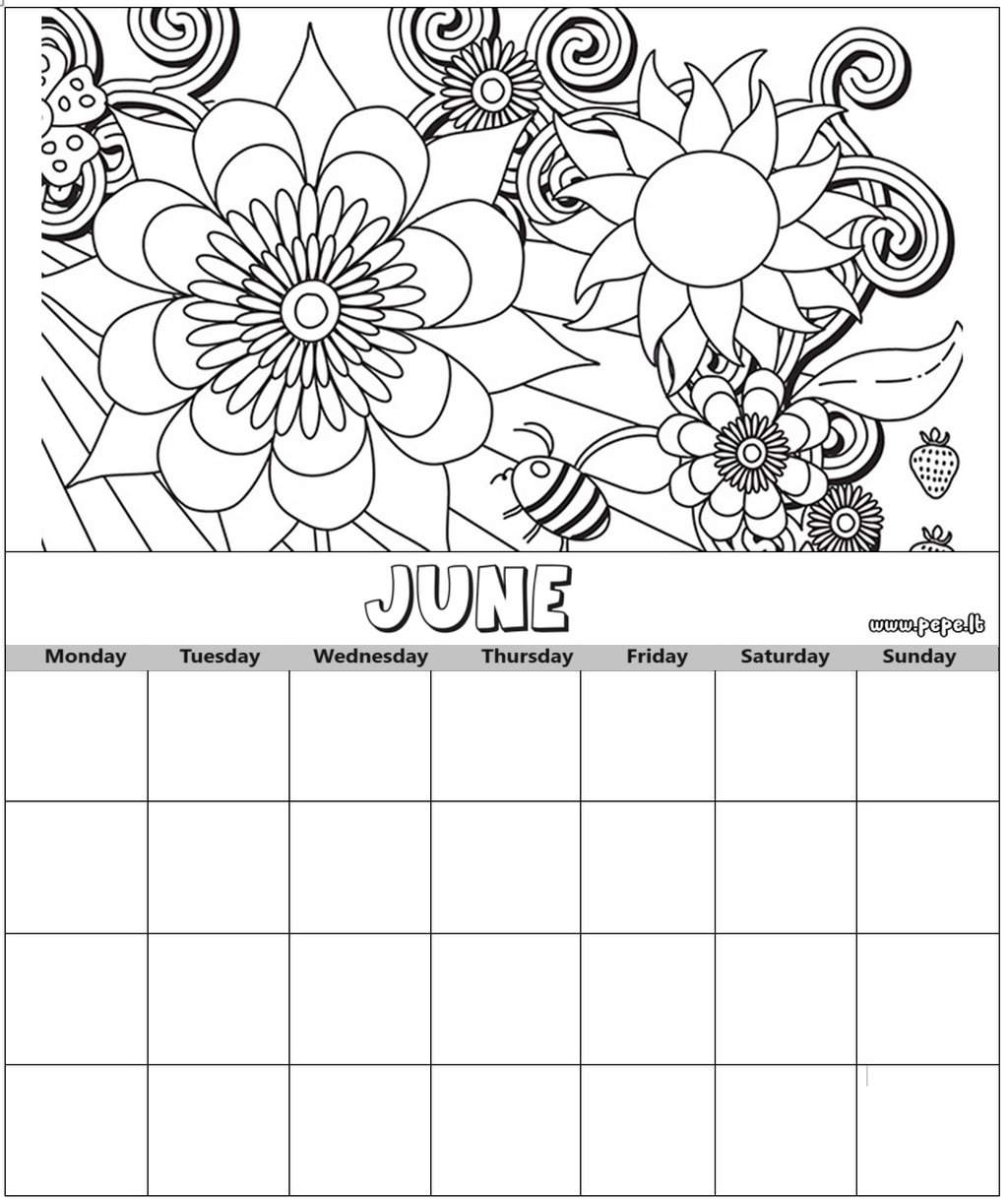 Calendar coloring page