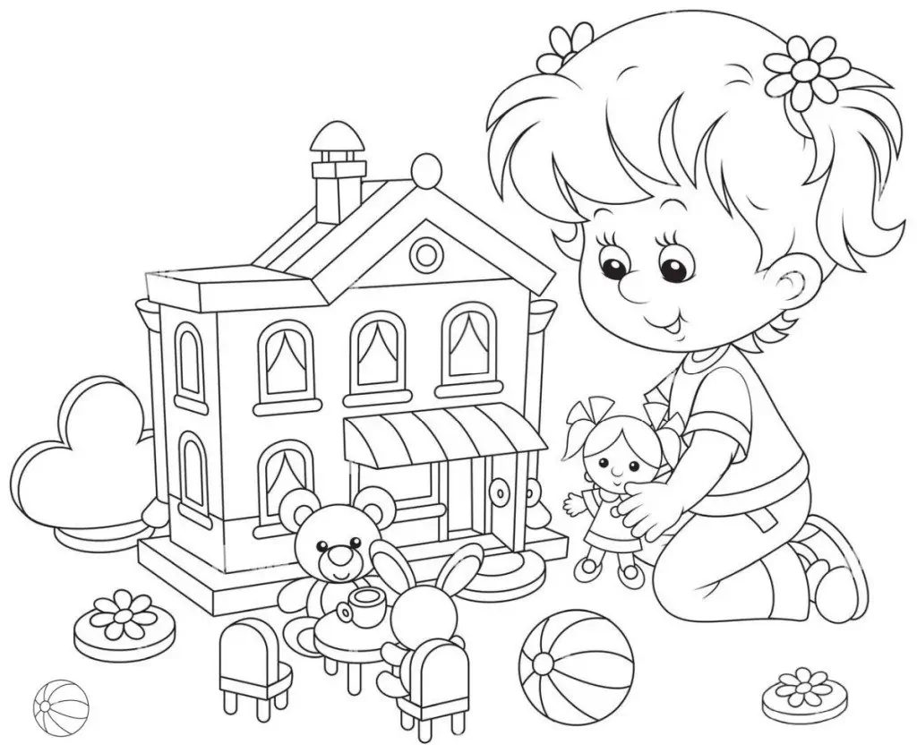 Baby doll house for coloring