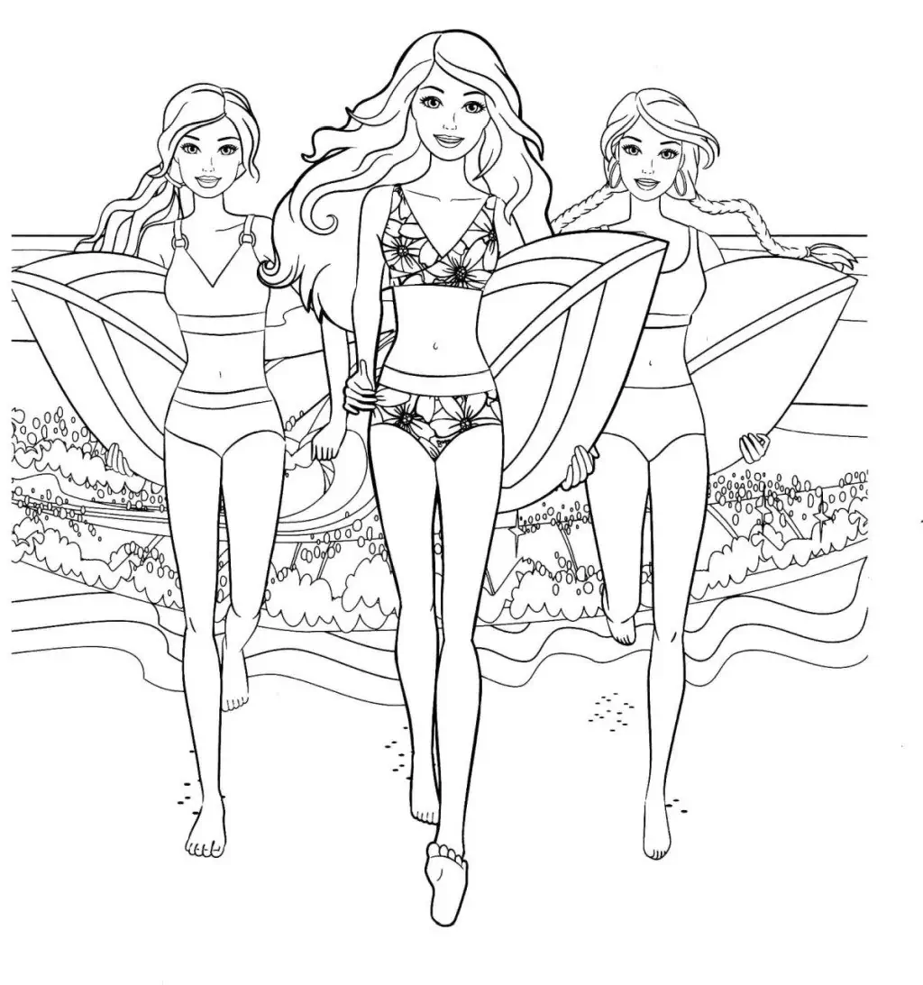 Barbie bikini dolls for coloring