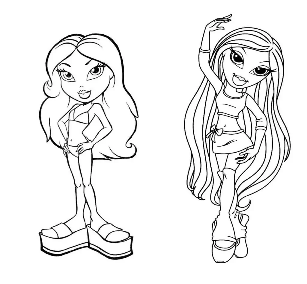 Bratz bikini skirt dolls for coloring