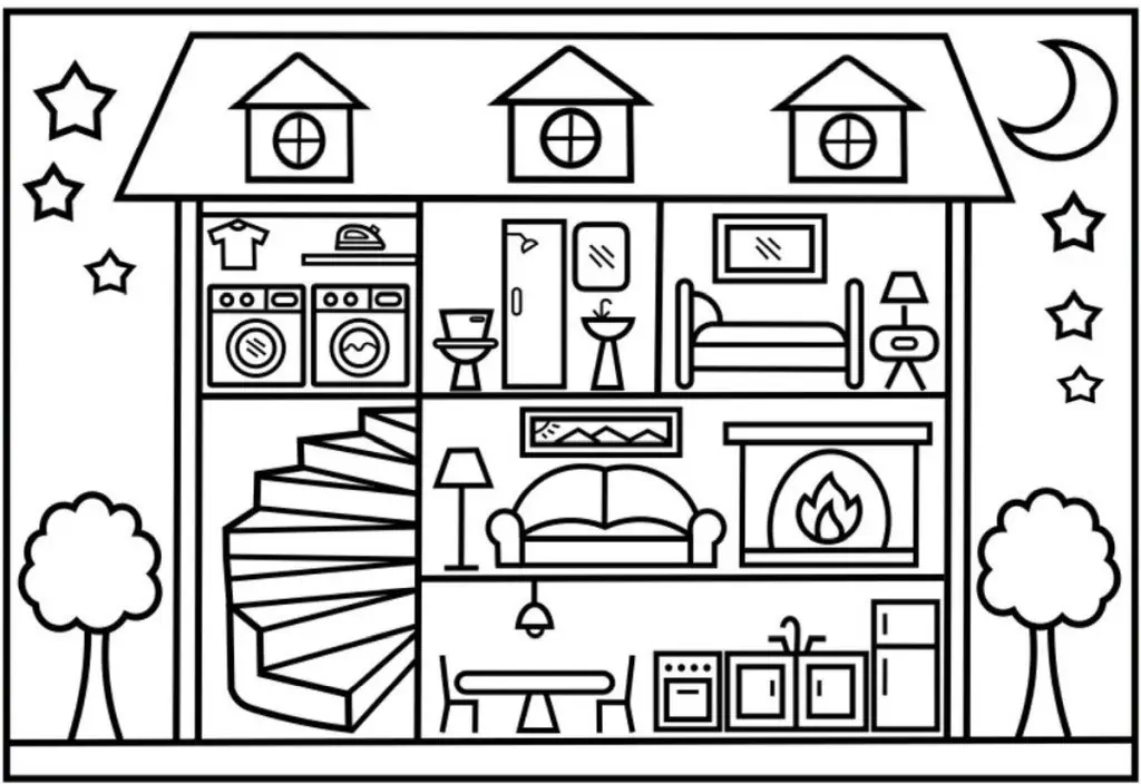 Doll house for coloring