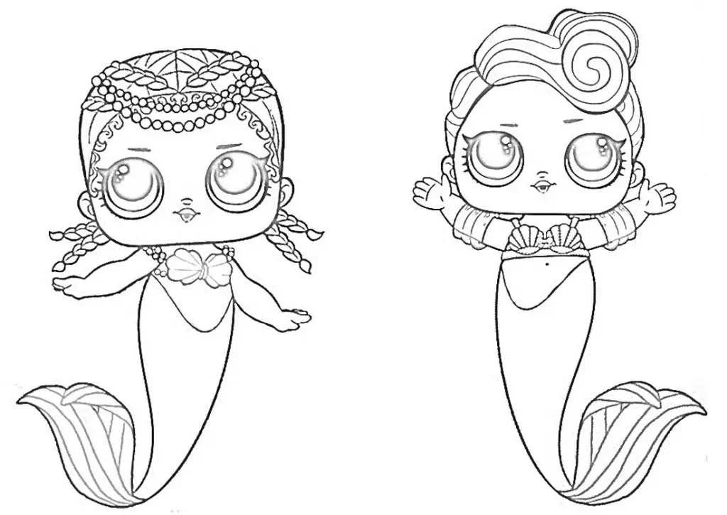 Two LOL mermaid for coloring