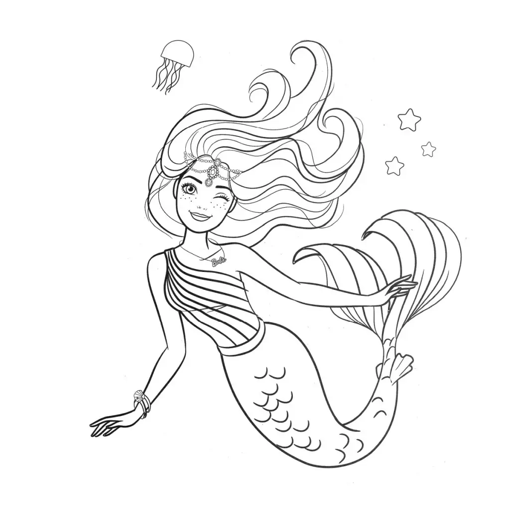 Barbie mermaid for coloring