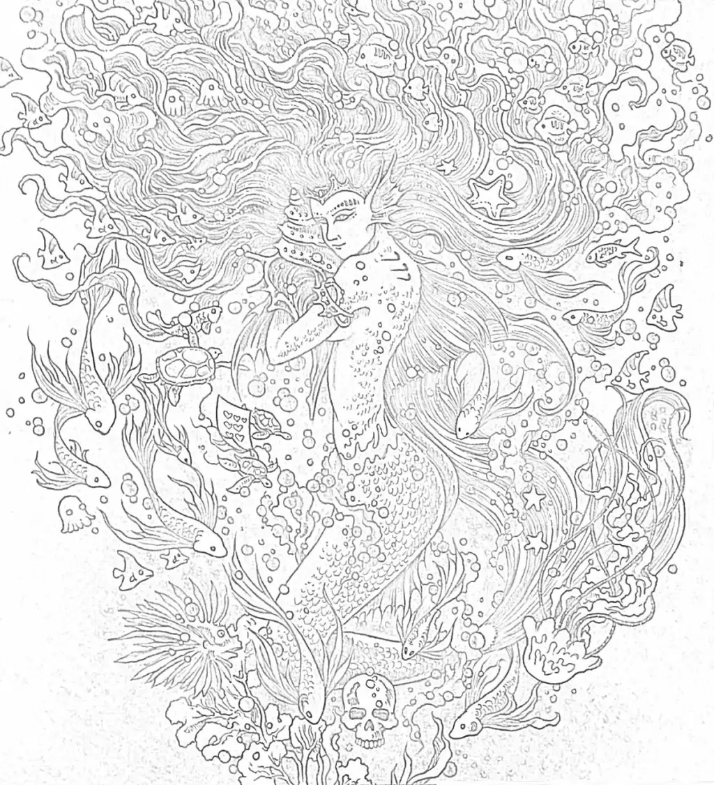 Kerby Rosanes mermaid for coloring