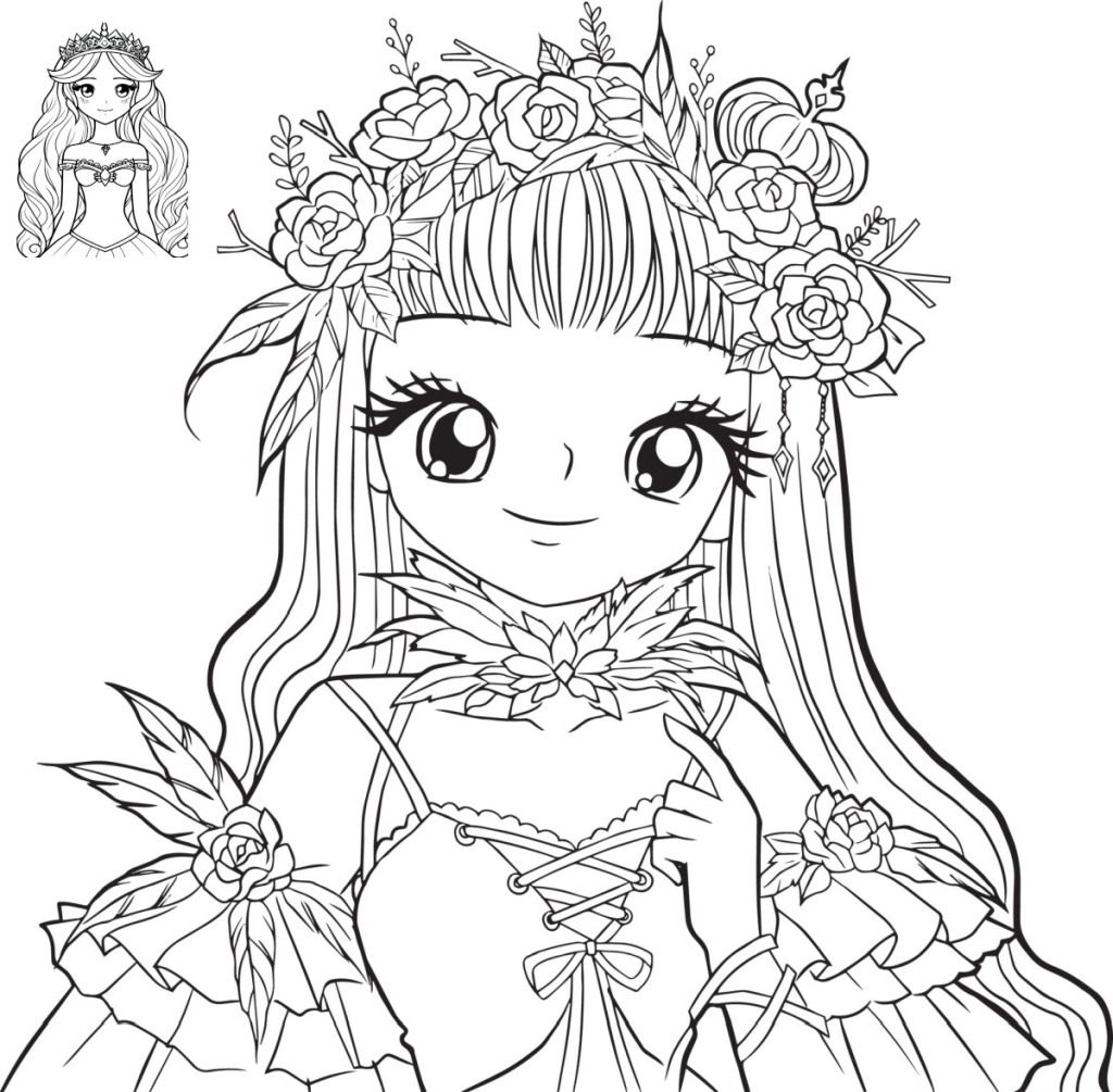 Anime Princess Coloring Pages  Anime Coloring Pages  Coloring Pages For  Kids And Adults