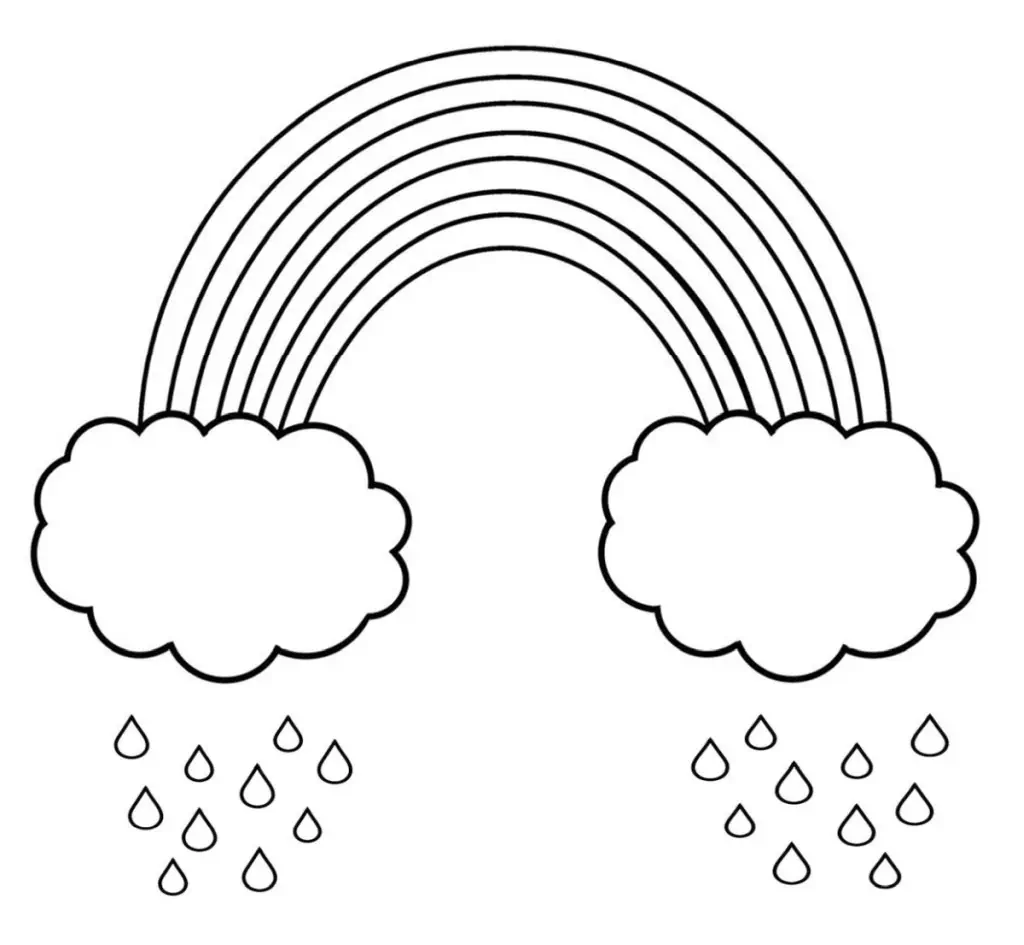 Rainbow rain coloring page