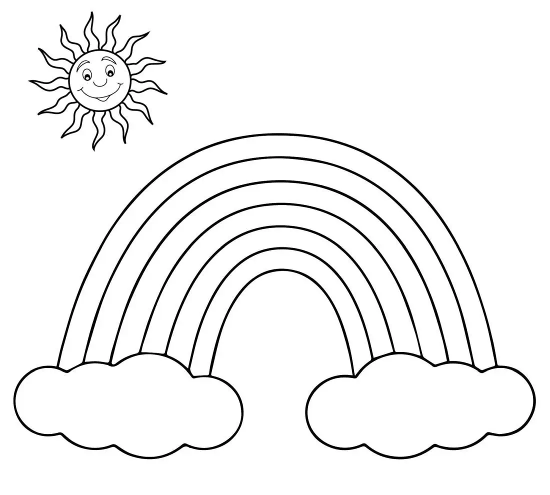 sun and rainbow for coloring