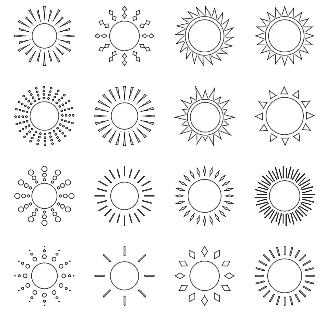 sun icons to coloring