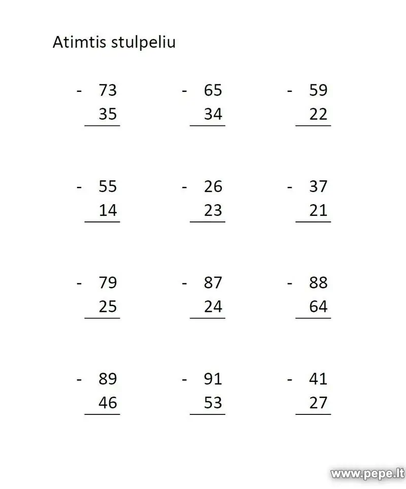 Problemi i zbritjes së kolonës, matematikë.