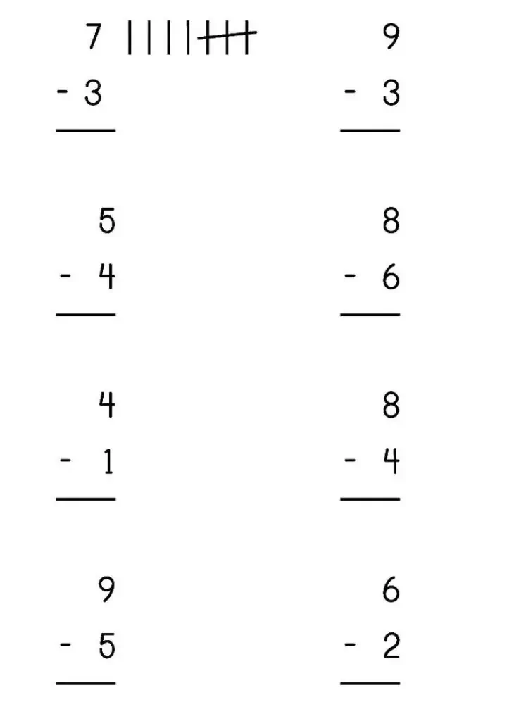 Vieno skaičiaus matematikos atimtis.