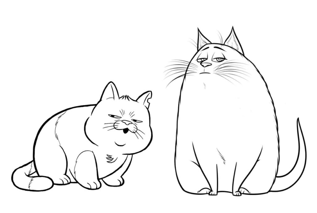 Desenhos para colorir de desenho de um gato kawaii gordinho para colorir  