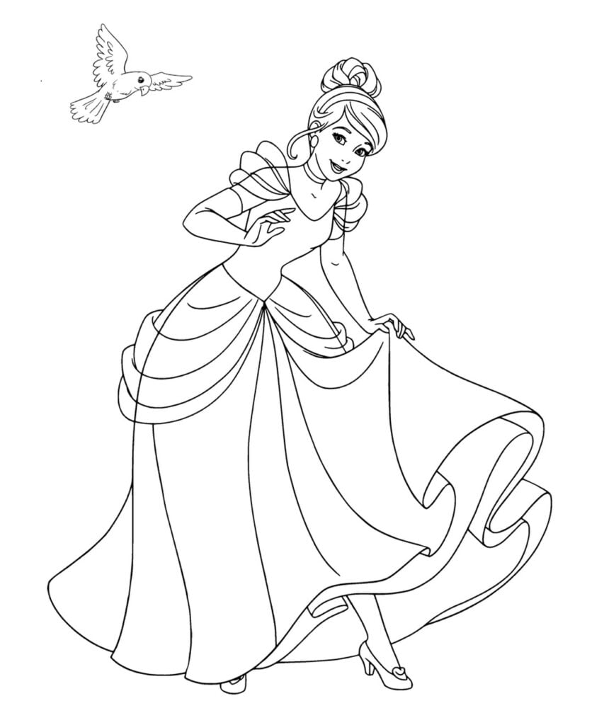 Cinderella princess para sa pagkukulay ng Cinderella