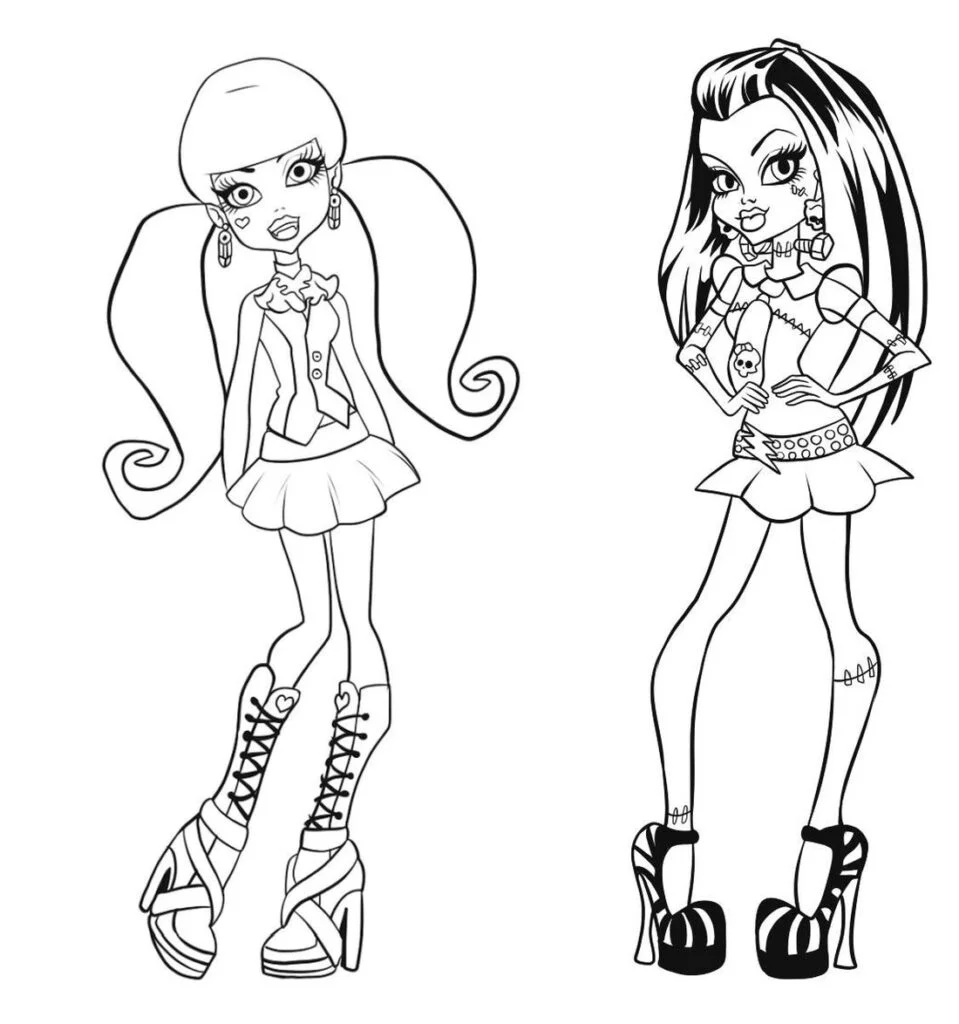 Monster High lėlės spalvinimui