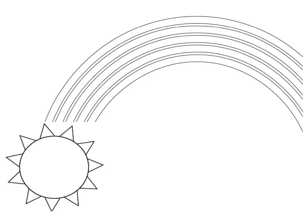 Sonniger Regenbogen zum Ausmalen