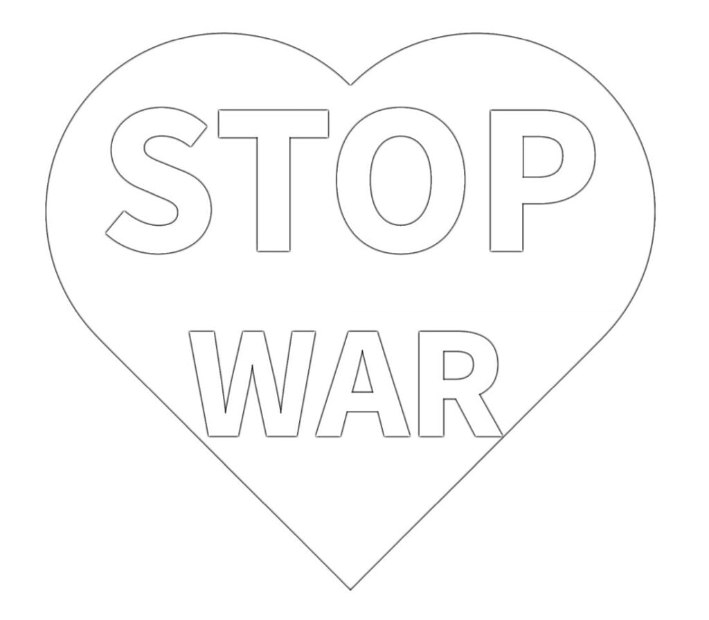 Zatrzymaj wojnę z sercem miłosnym do kolorowania