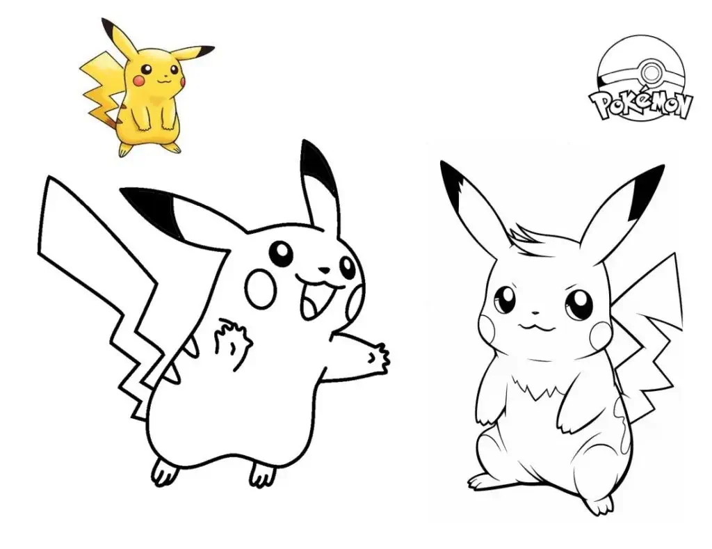 2 pikachu para colorear