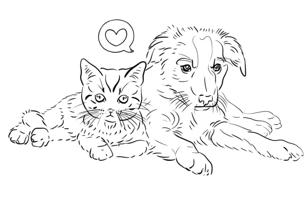Тварини, собаки та кішки люблять розмальовки