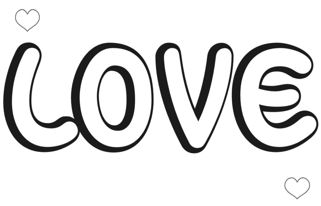 Слово «любов» для розмальовки