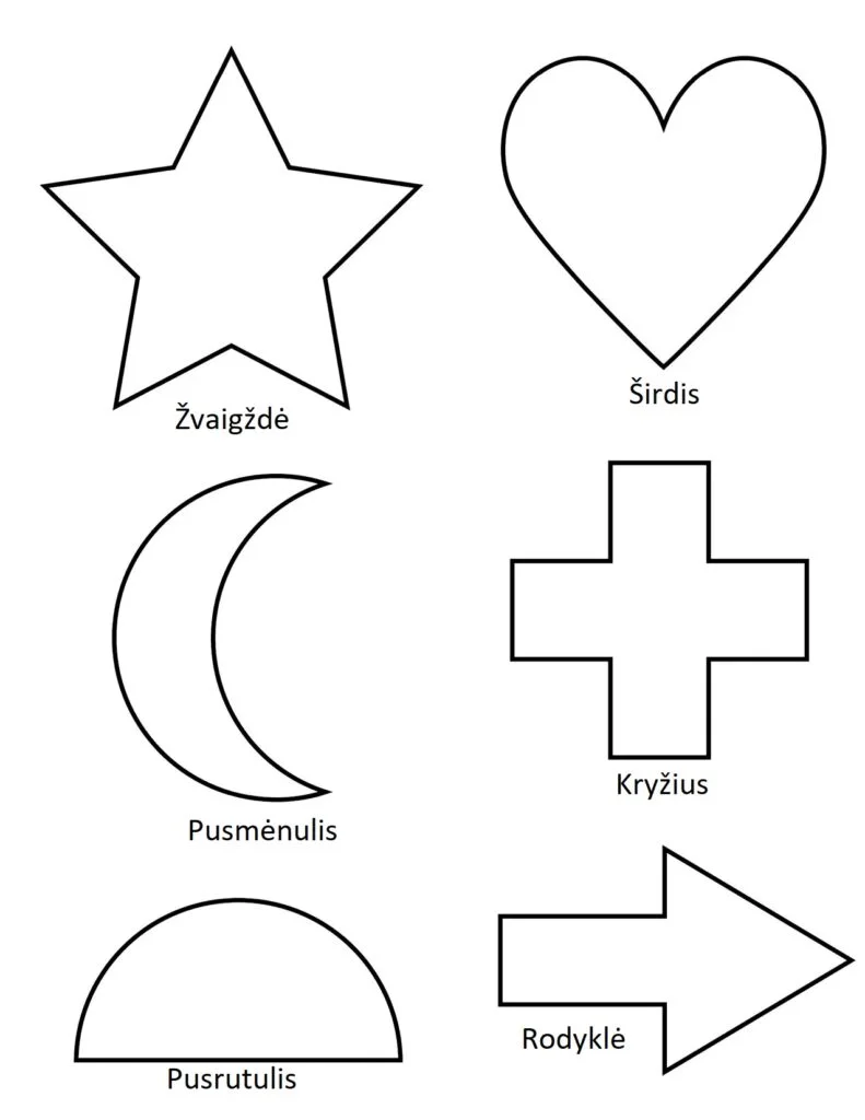 Figure: zvezda, srce, polumesec, krst, hemisfera, strela