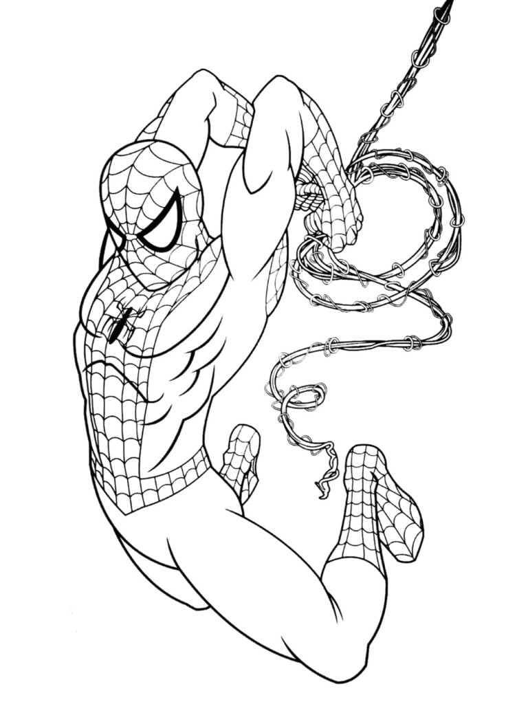 Людина-павук з мотузкою для розмальовки