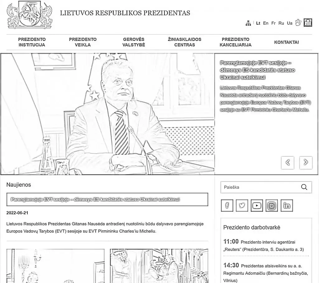 Färbung der Website des litauischen Präsidenten