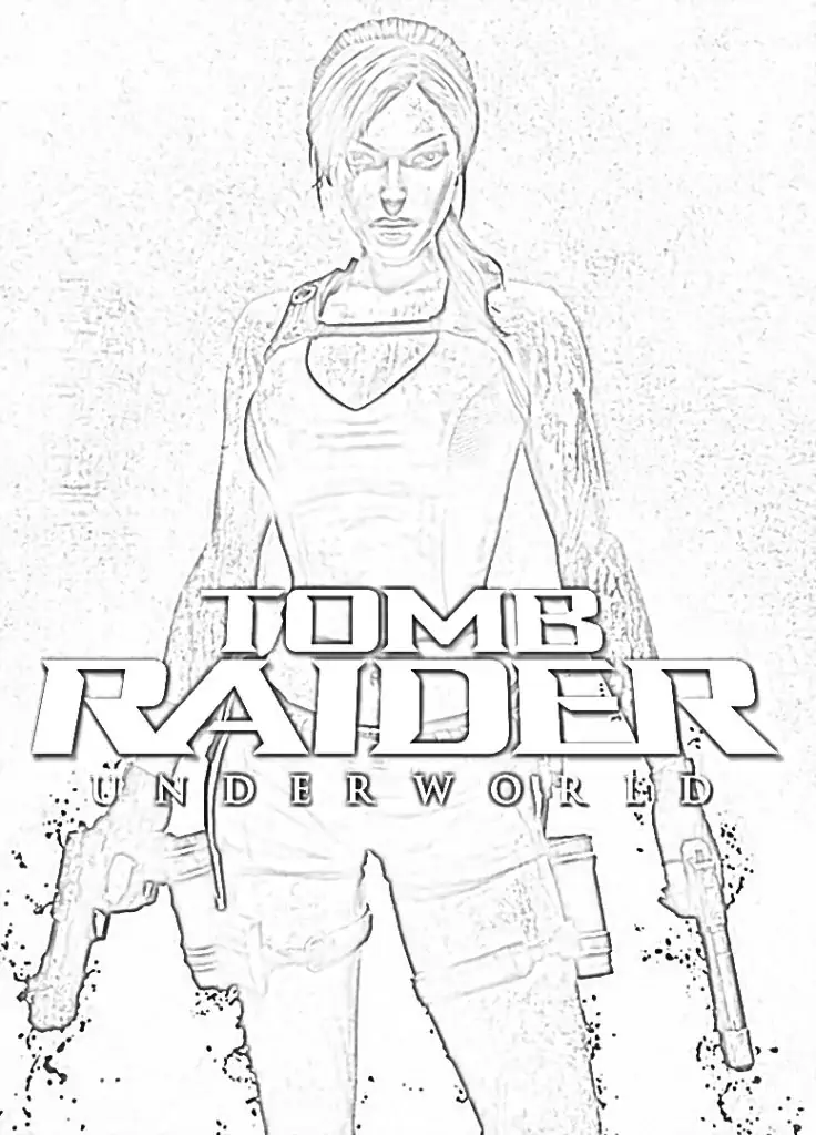 Lara Croft Tomb Rider žaidimo spalvinimas