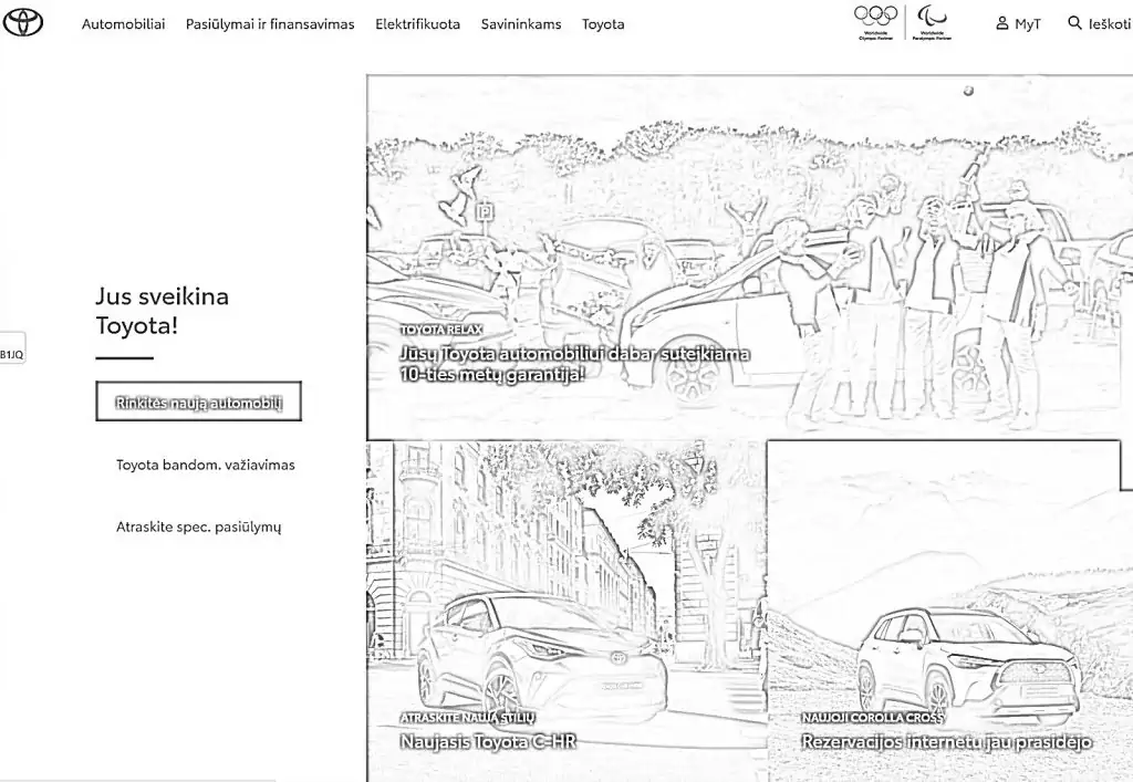 Färbung der Toyota-Website