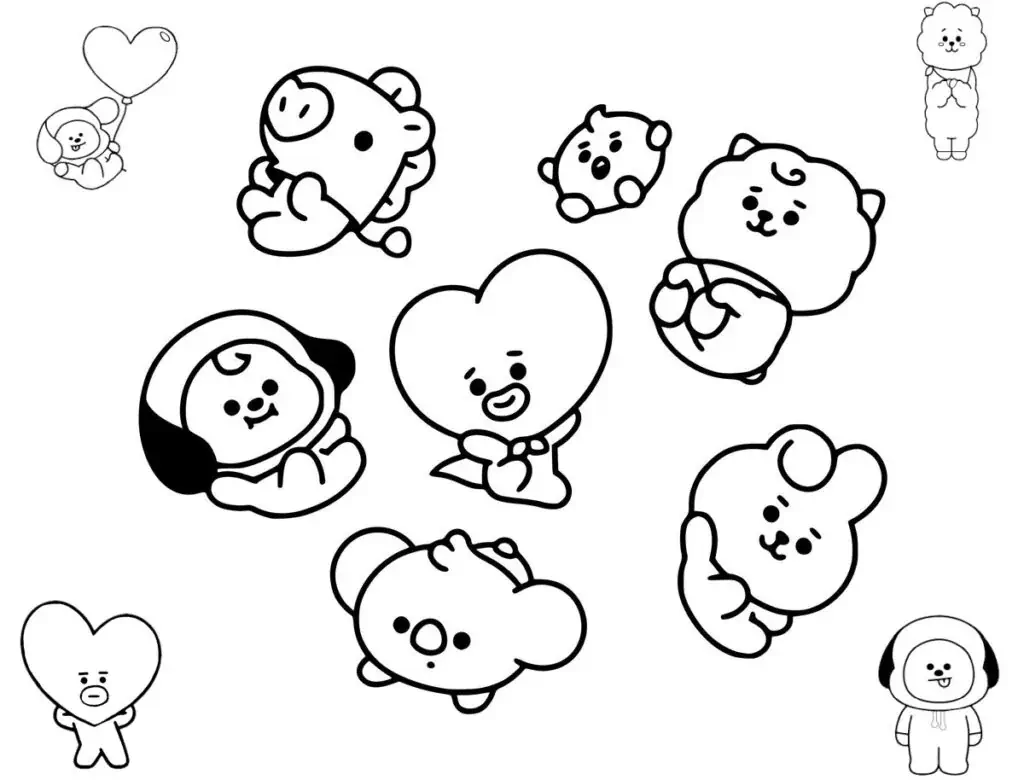 ぬりえ用のBT 21匹の動物